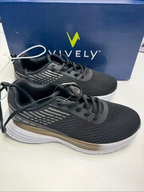 VIVELY Women’s 6.5 Black Memory Foam Athletic Shoes